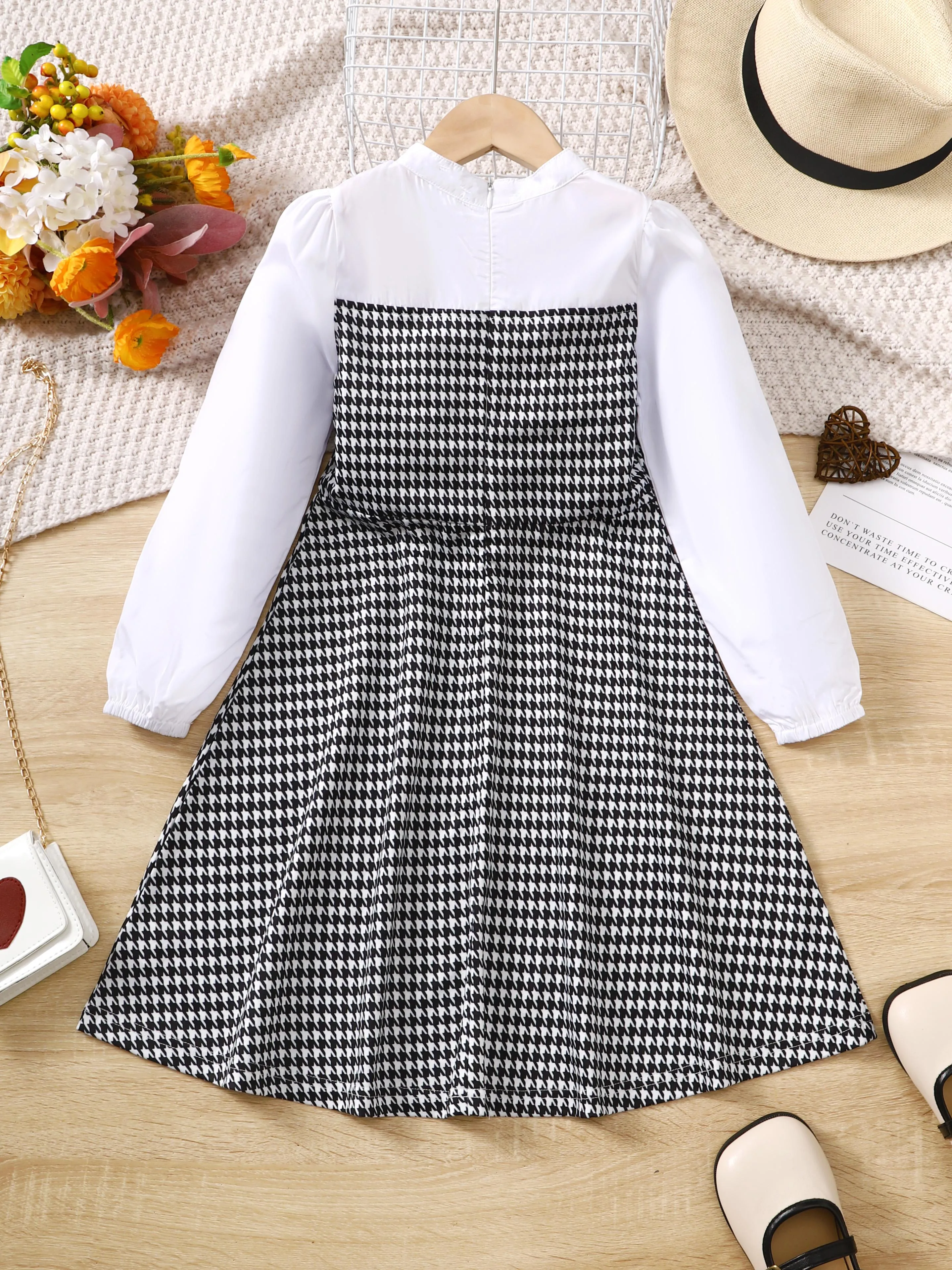 8-14Y Kids Girls Dress Big Girls' Cut-out Neck Design Long Sleeve Shirt Dress One Piece School Going Out Dress White Catpapa 462305010