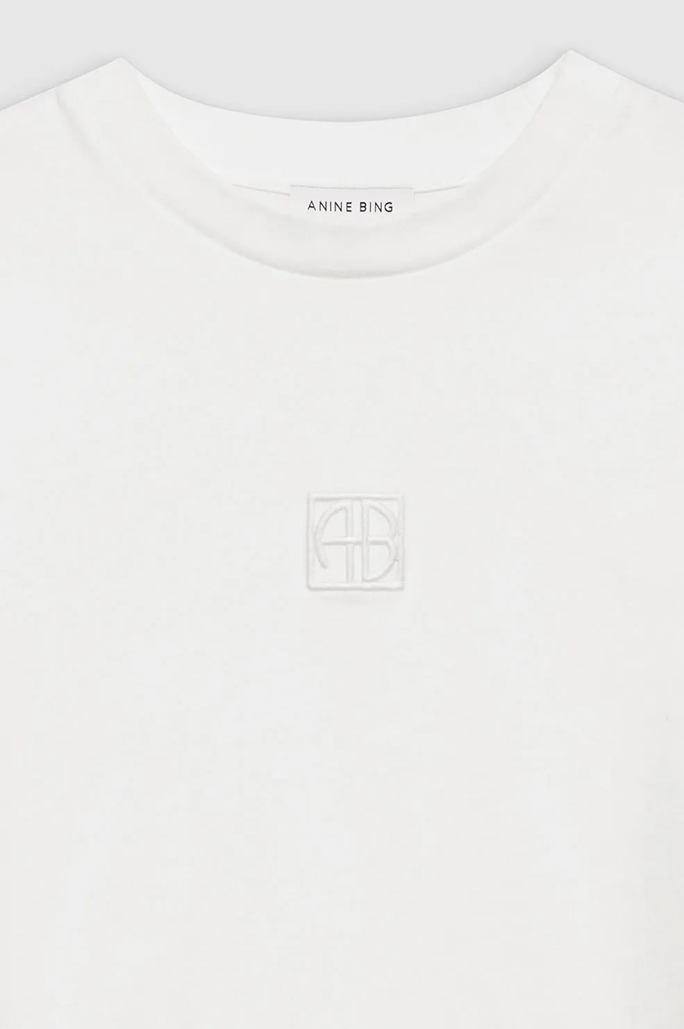 Anine Bing Myers Cropped Tee Framed Monogram in Ivory