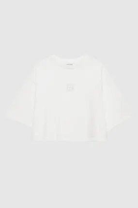 Anine Bing Myers Cropped Tee Framed Monogram in Ivory