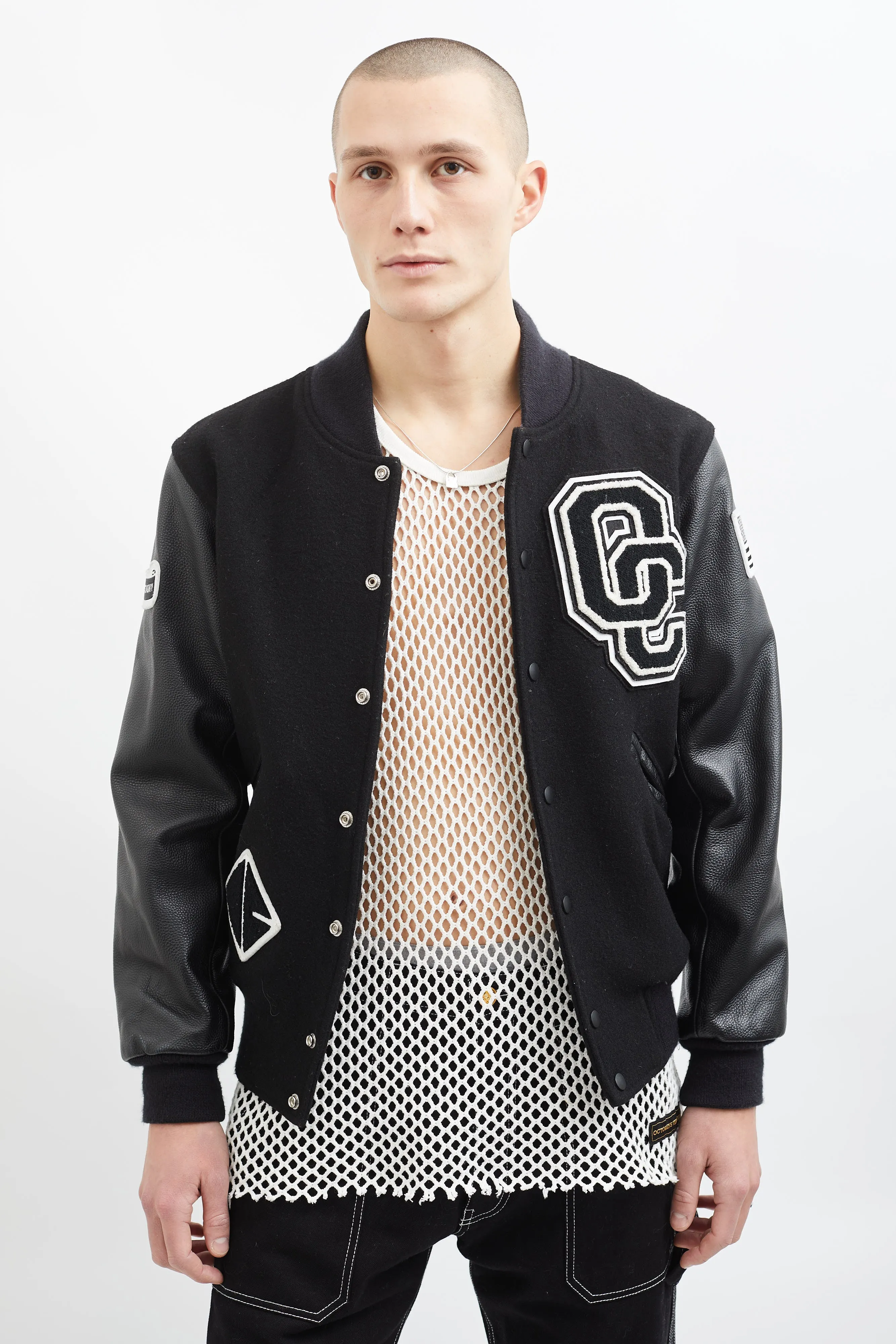 Black & White Wool Varsity Jacket