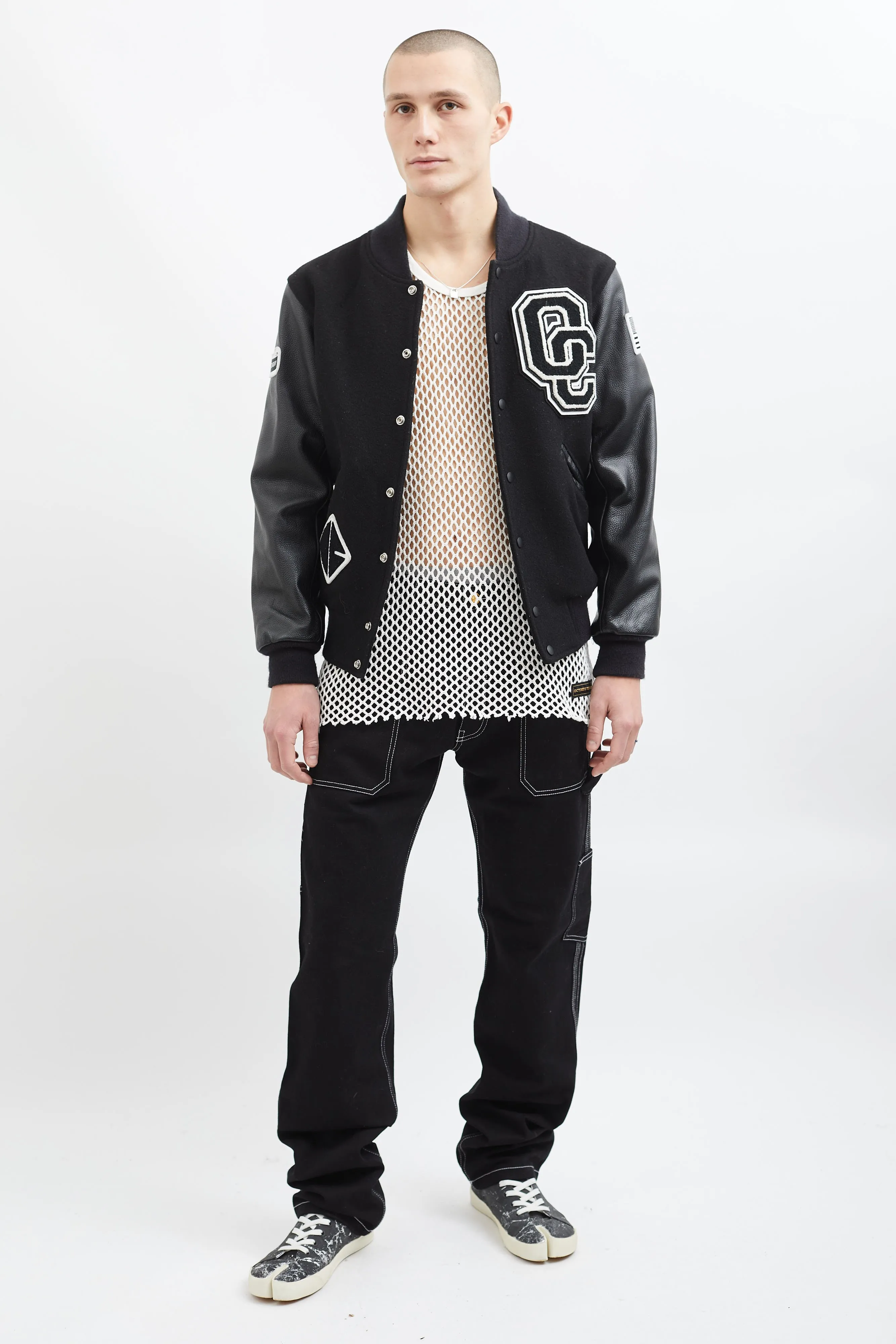 Black & White Wool Varsity Jacket