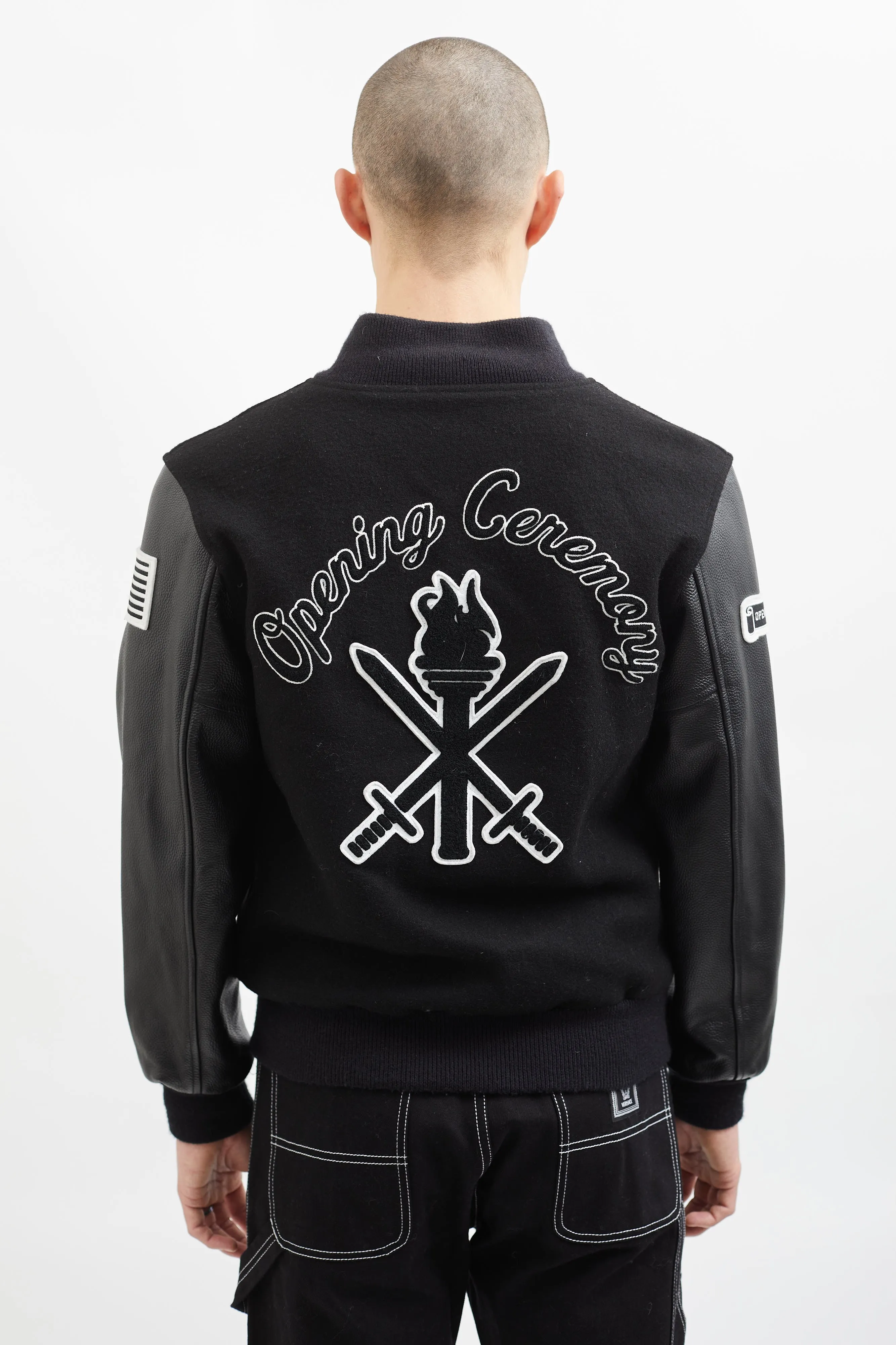 Black & White Wool Varsity Jacket