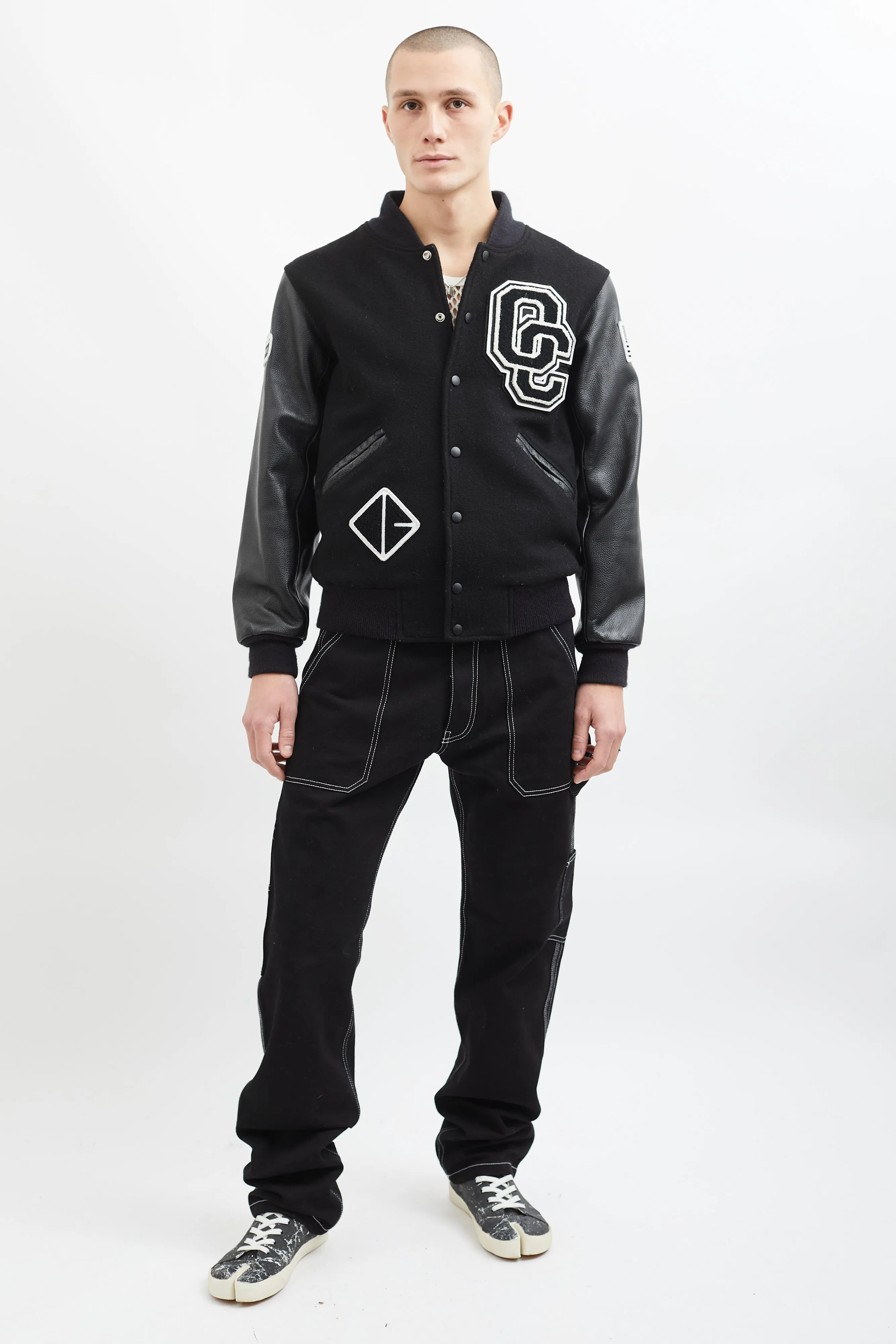 Black & White Wool Varsity Jacket