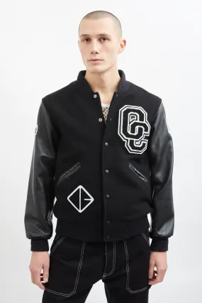 Black & White Wool Varsity Jacket