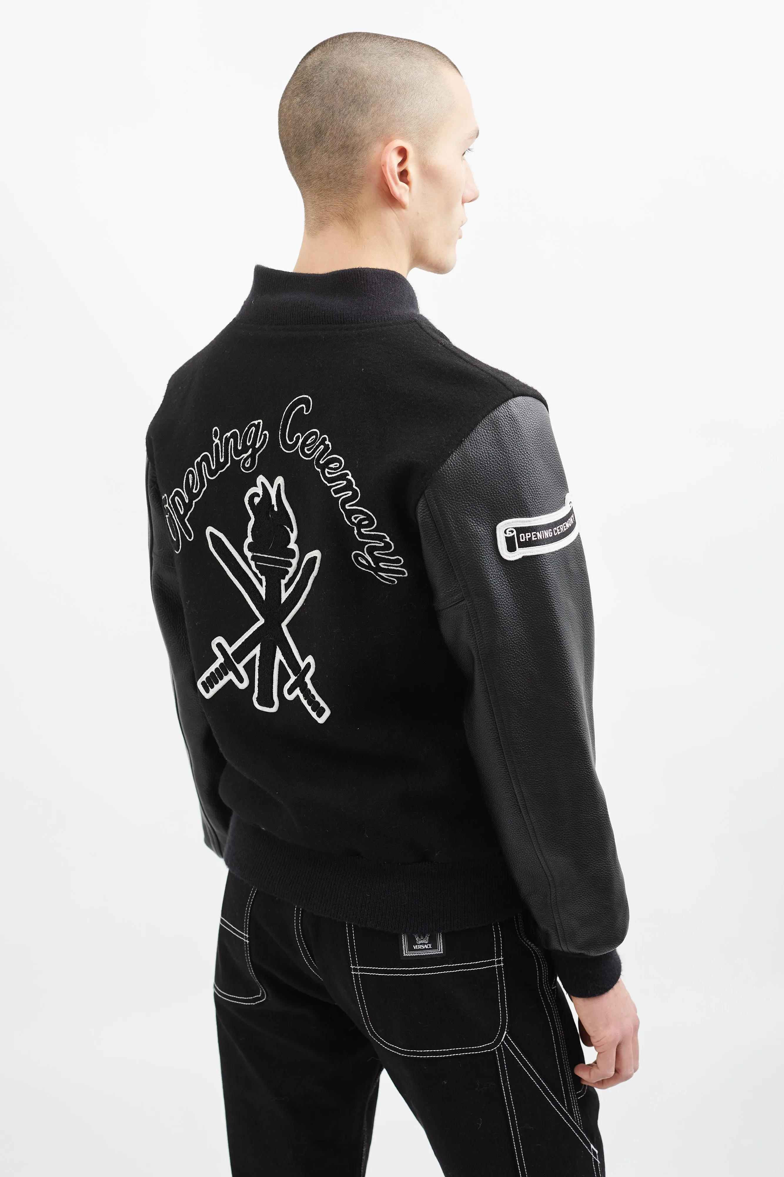 Black & White Wool Varsity Jacket
