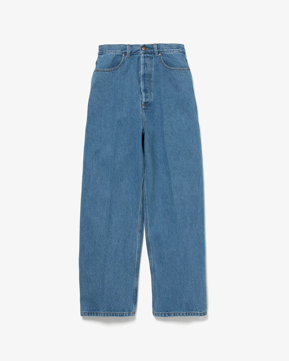 BLEACHED DENIM HIGH- WAISTED JEANS