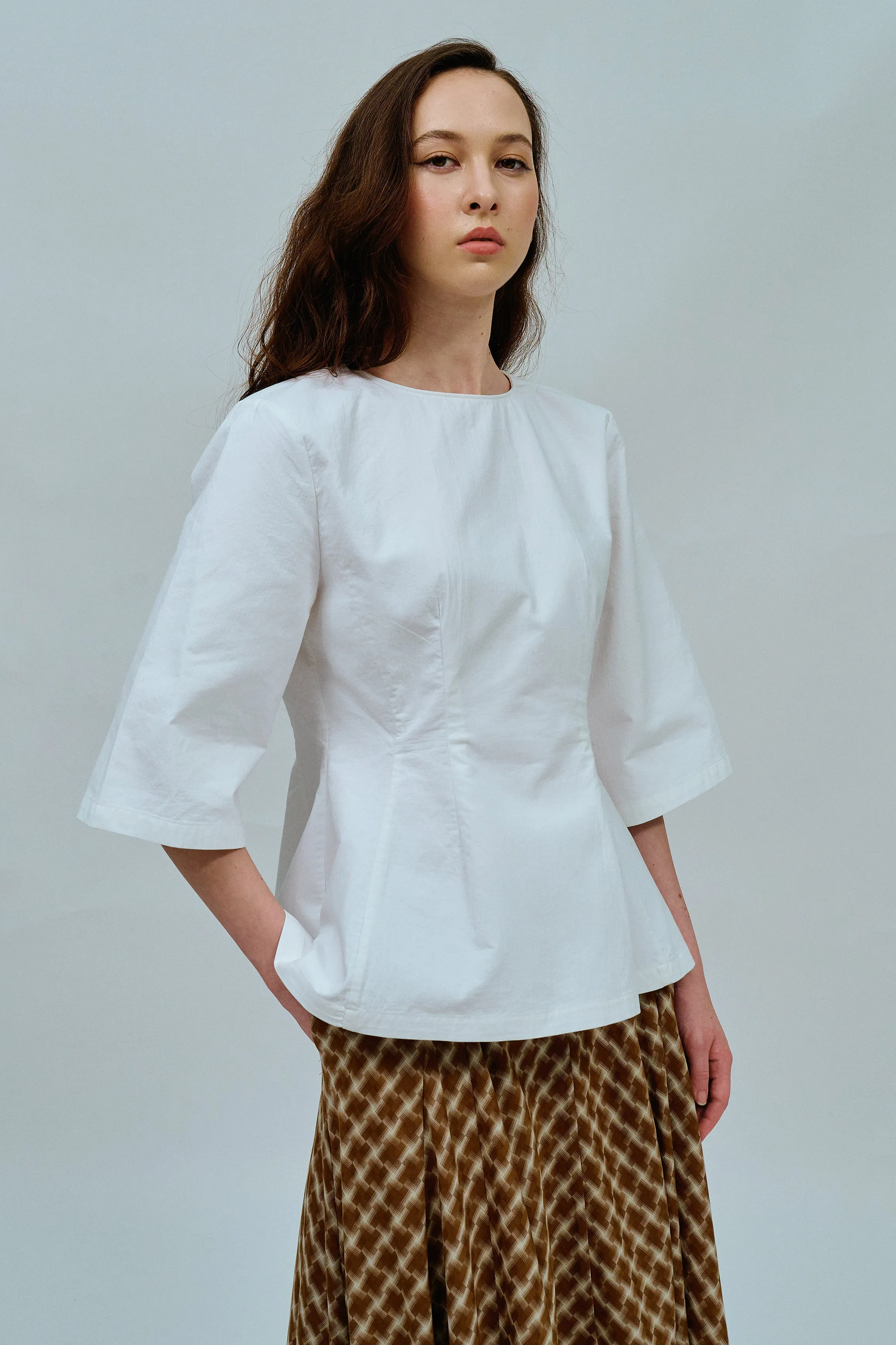 Canvas Waisted Top in White