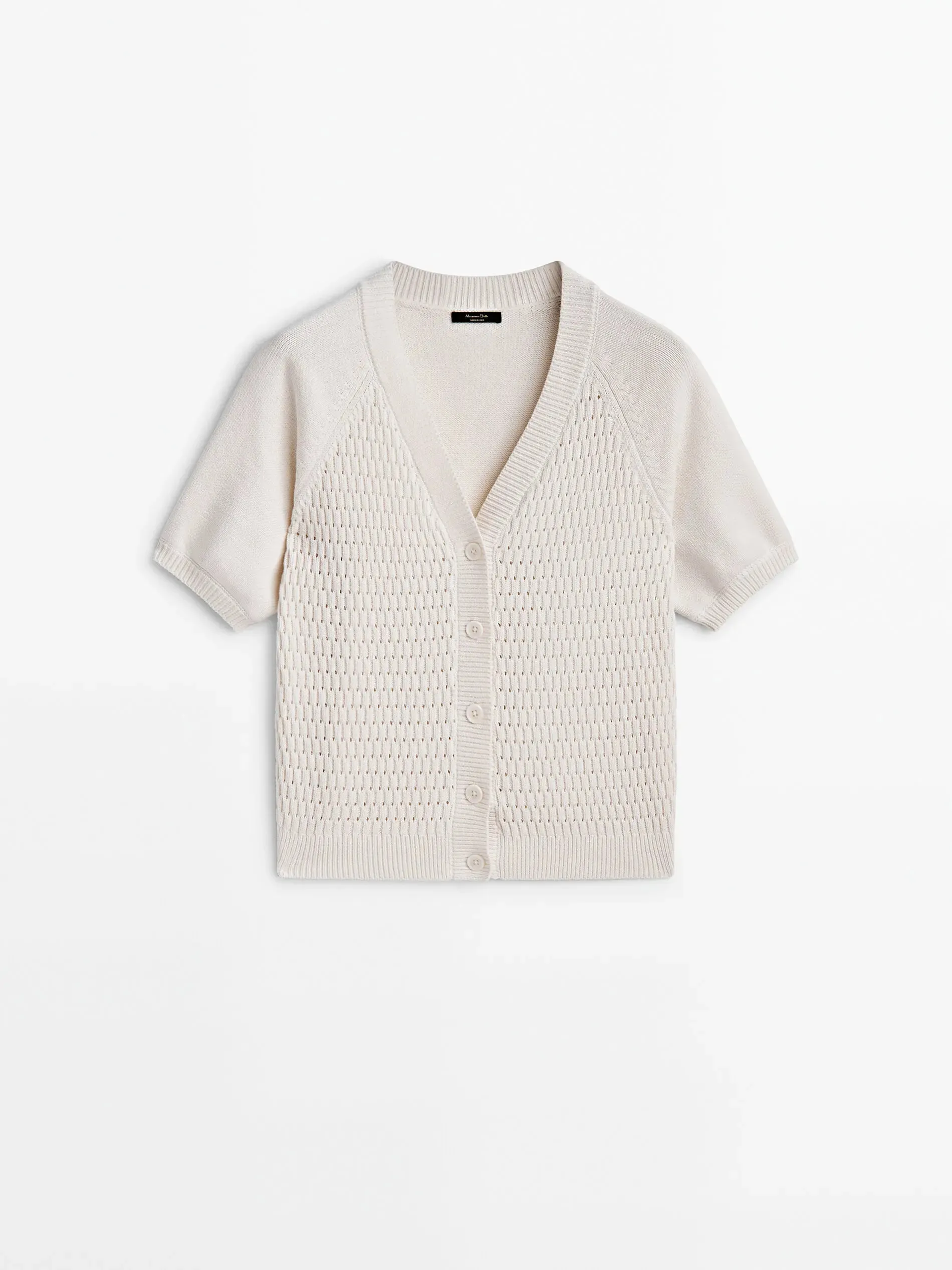 Commuter Style Crocheted V-neck Short Cardigan