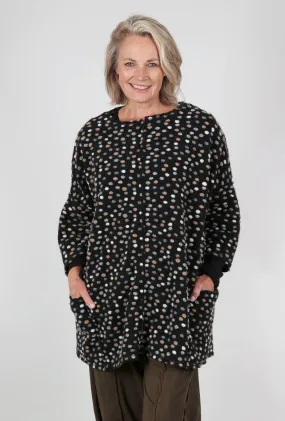 Dotty Wool Zip Topper, Black Multi