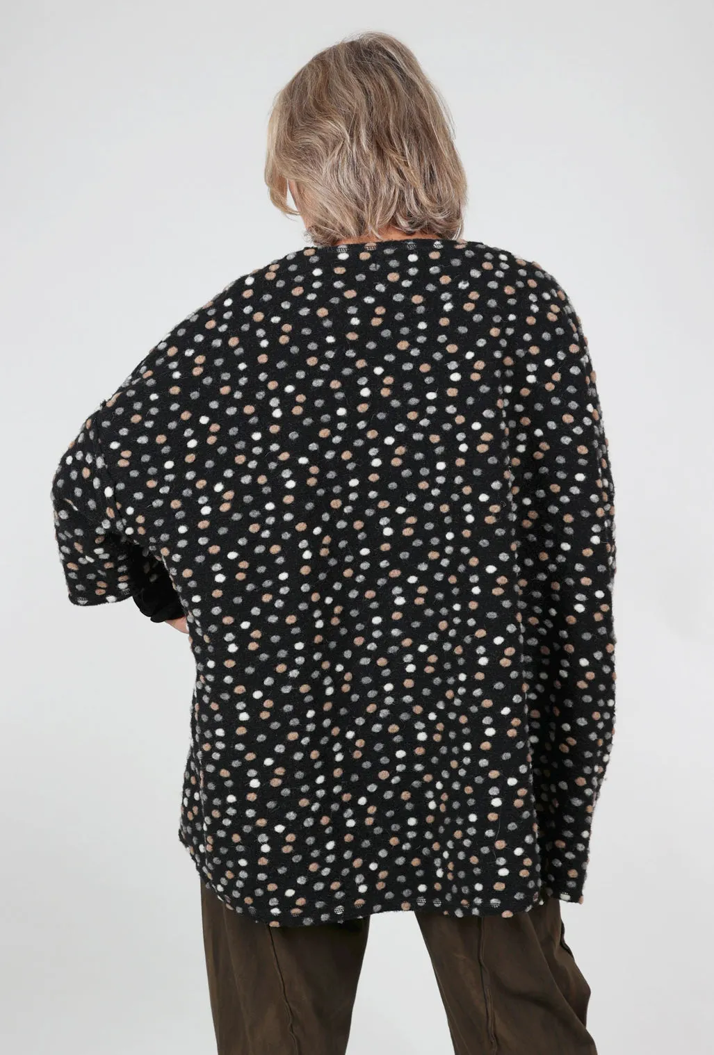 Dotty Wool Zip Topper, Black Multi