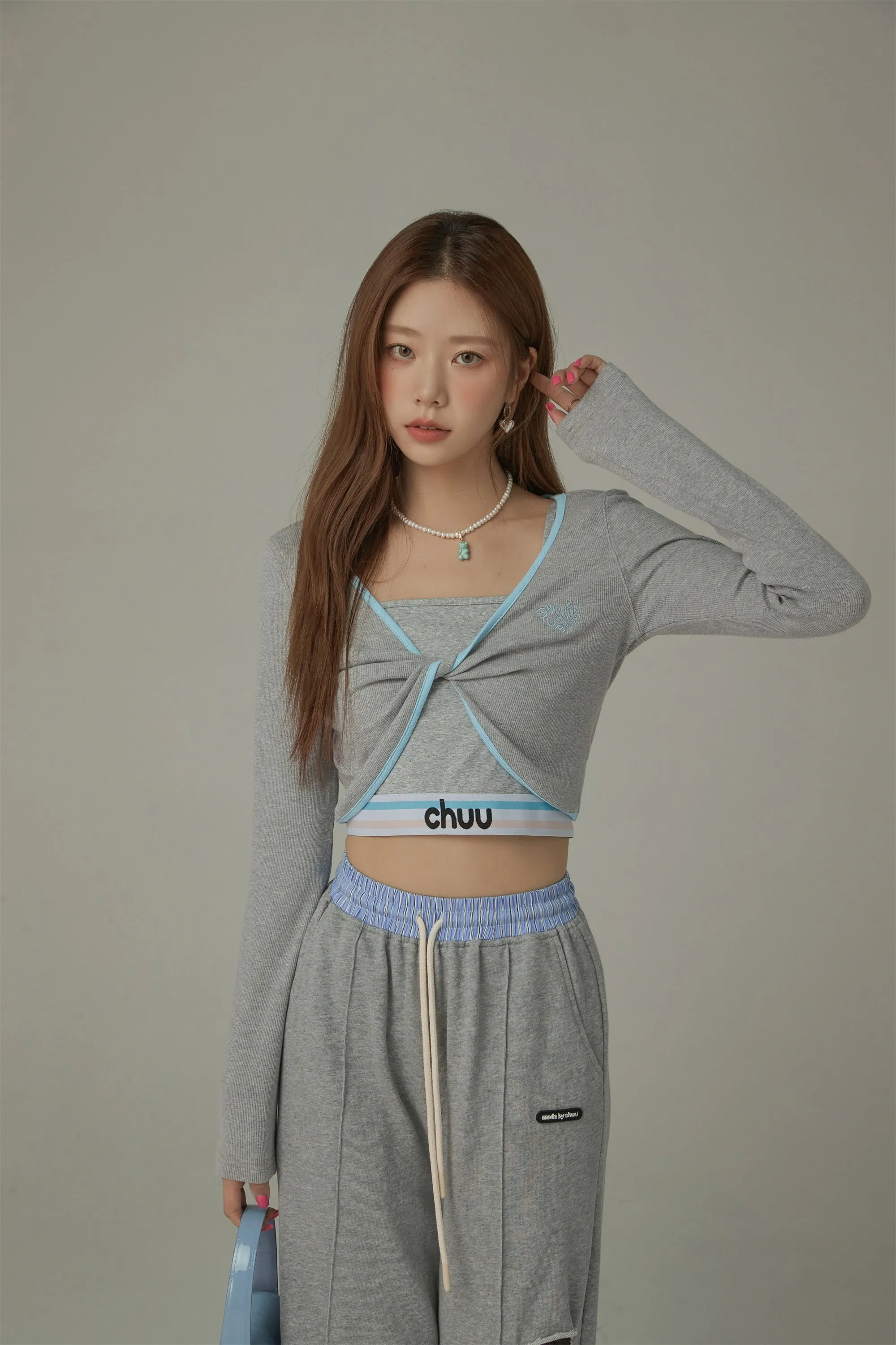 Embroidered Logo Twisted Cropped Cardigan