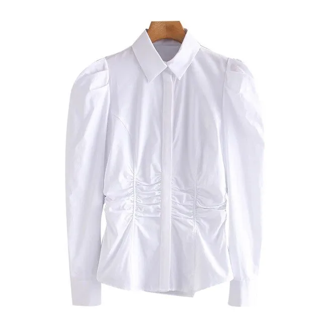GATHERING FITTED BLOUSE