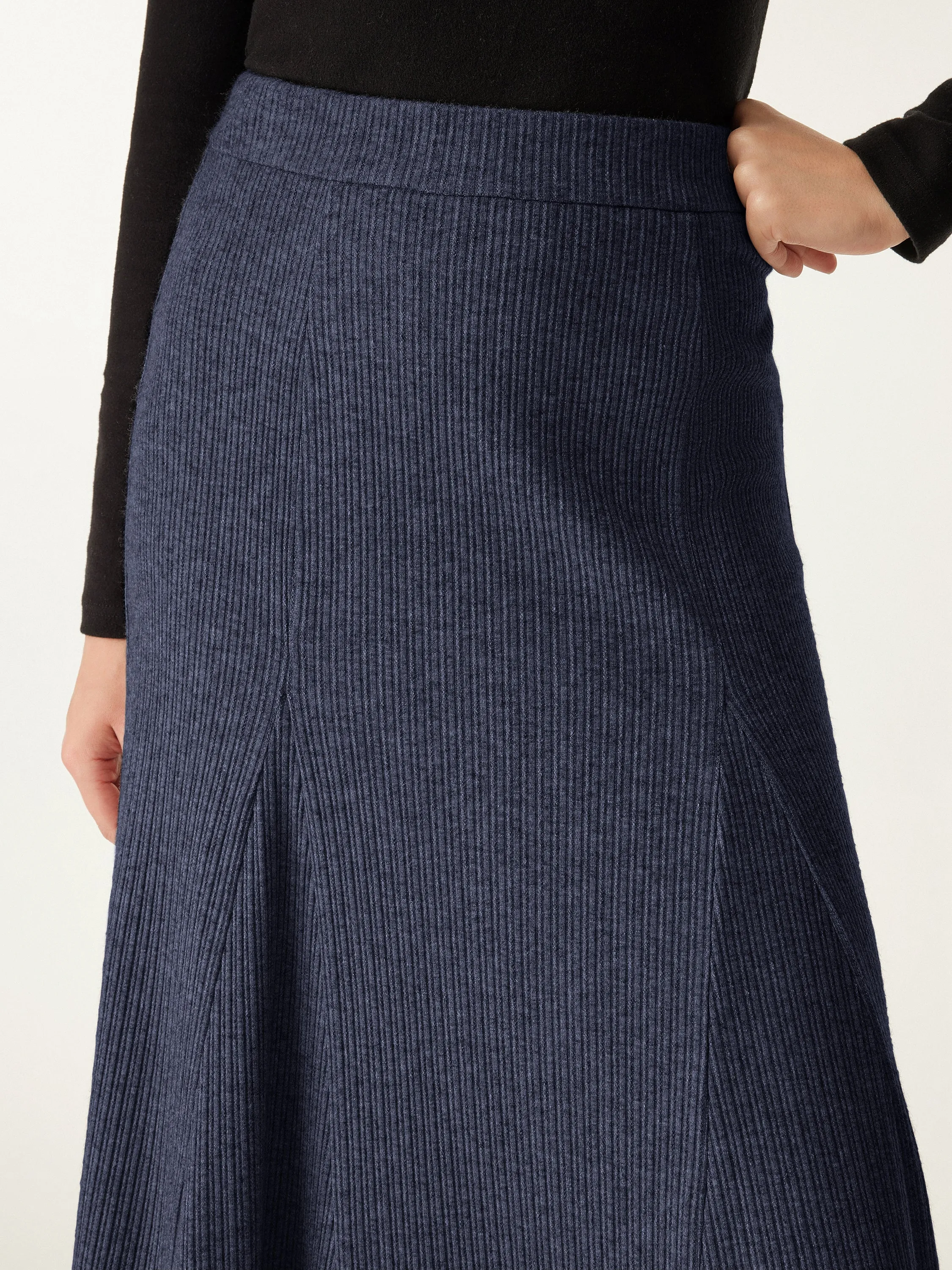 High Waisted Flare Midi Skirt
