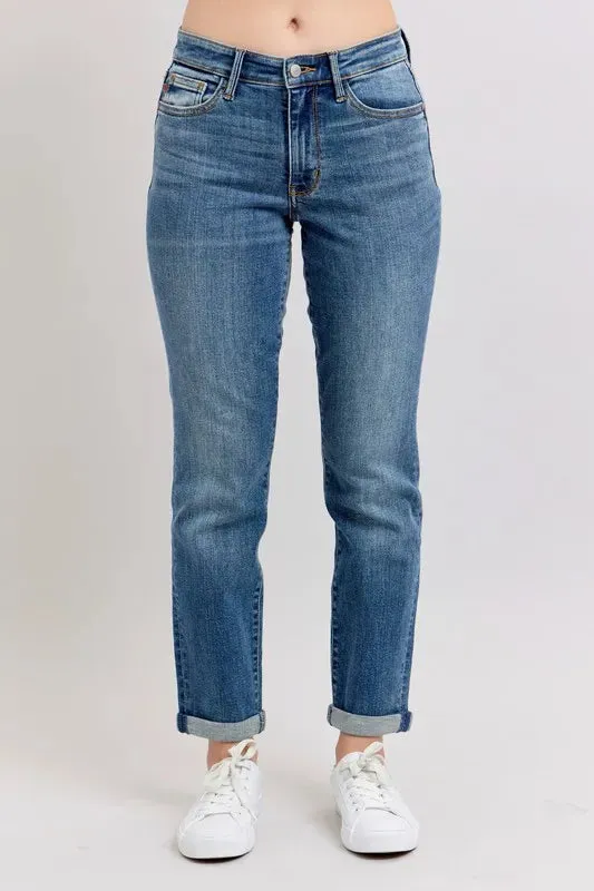 Judy Blue Full Size Mid Rise Skinny Cuff Jeans Plus Size