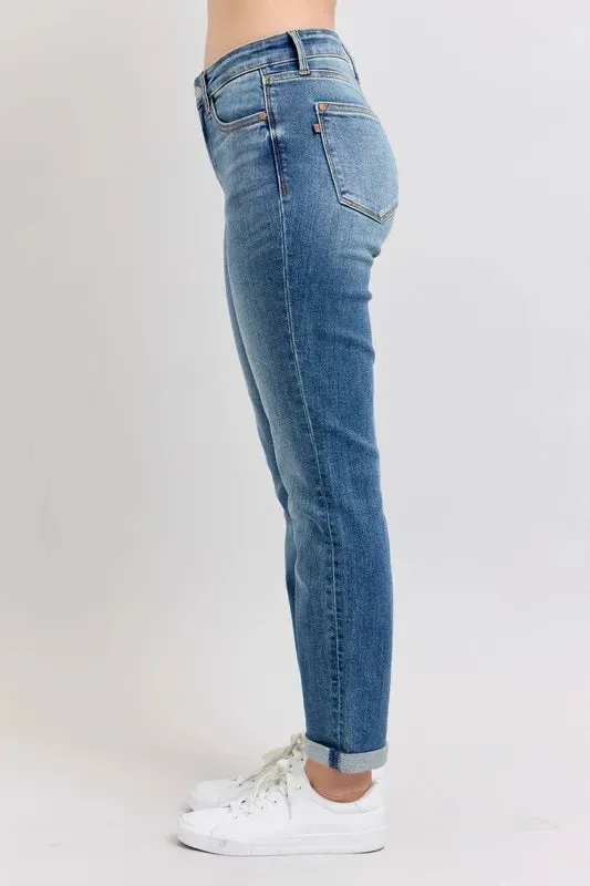 Judy Blue Full Size Mid Rise Skinny Cuff Jeans Plus Size