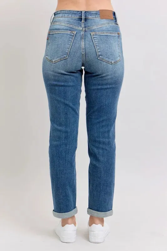 Judy Blue Full Size Mid Rise Skinny Cuff Jeans Plus Size