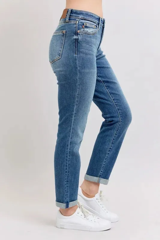 Judy Blue Full Size Mid Rise Skinny Cuff Jeans Plus Size