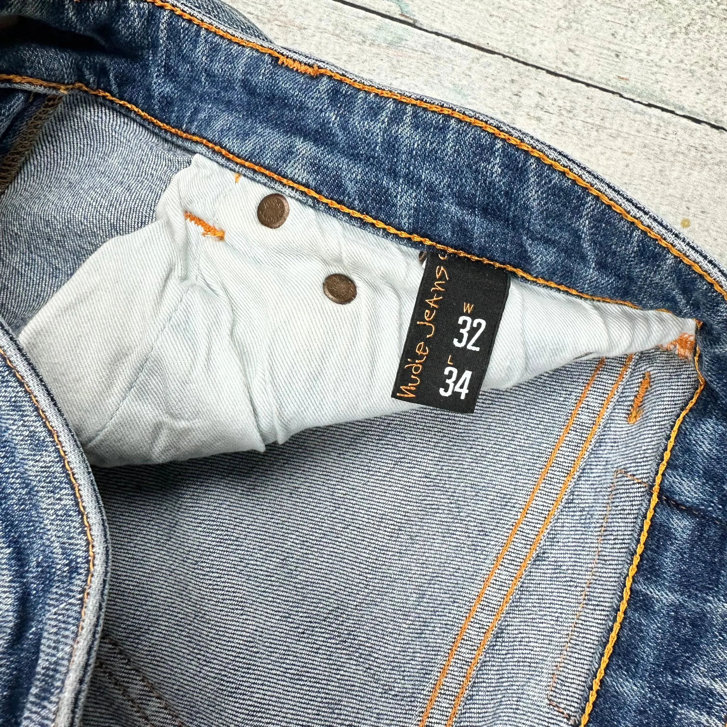 Nudie 'Skinny Lin' Organic Spring Blue Wash Denim Jeans- Size 32/34