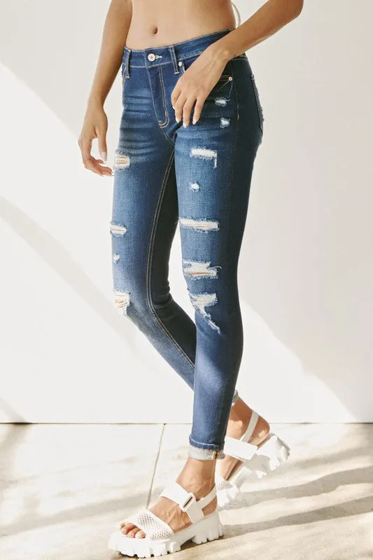 On The Rise Dark Denim Skinnies