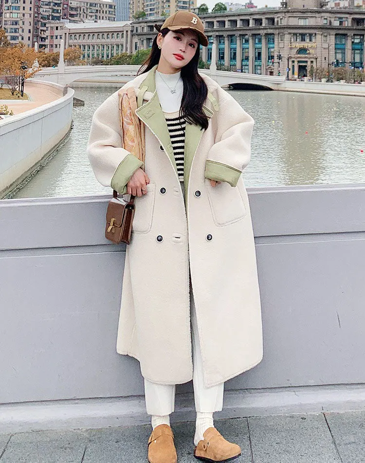 Reversible Lamb Wool Winter Gentle Suede Fur One-Piece Women's Coat