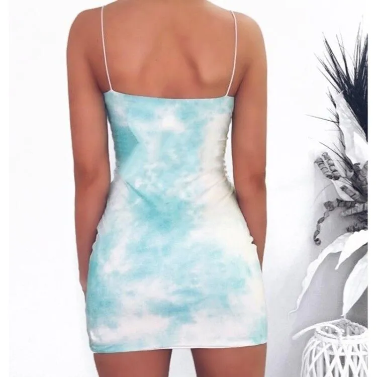 Sexy Tie-Dye Halter Dresses Wholesale Women Clothing