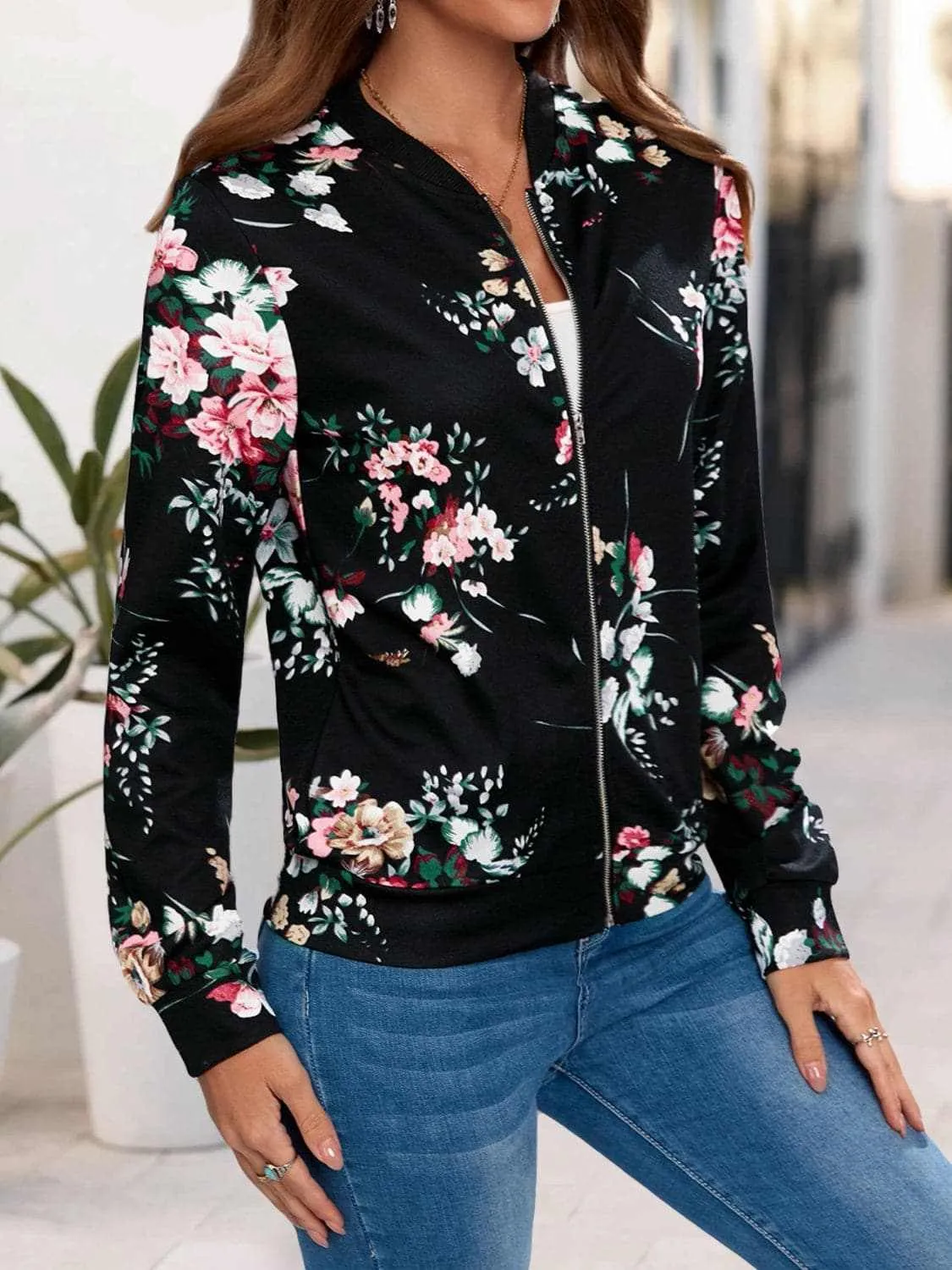 Stylish printed long sleeve jacket