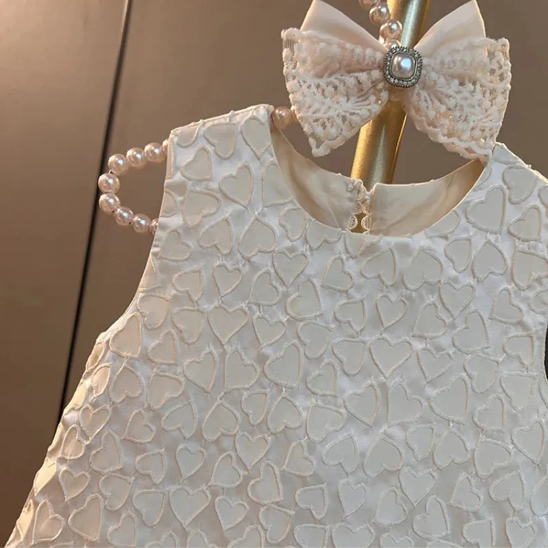 Toddler Baby Girls Classic Dresses Kids Heart Elegant Wedding Princess Party Dress Children Birthday Baptism Formal Clothing