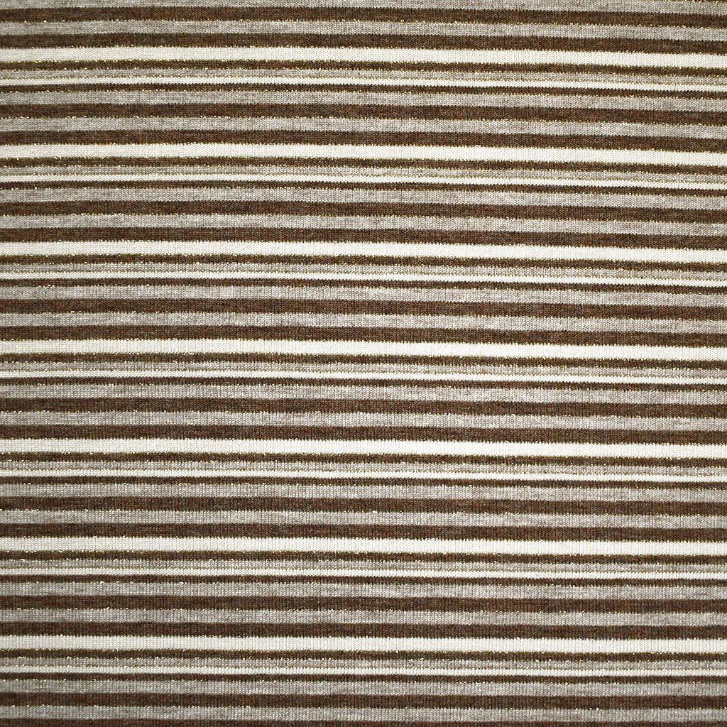 Variegated Metallic Mini Stripe Rayon Jersey Knit Brown/Gold