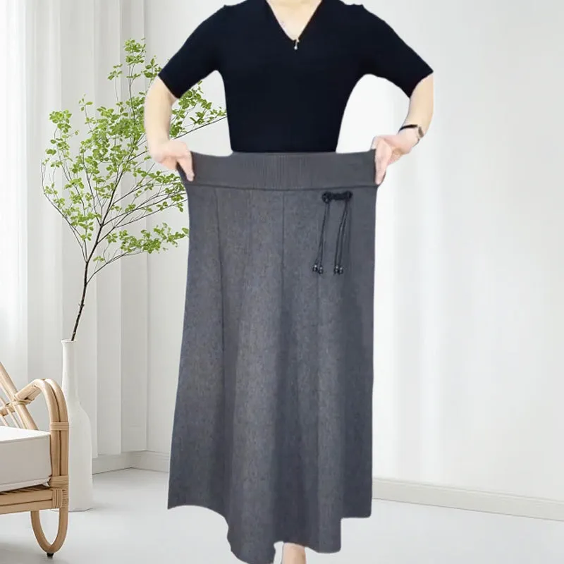 Womens Elastic High Waisted Thick Long Skirt