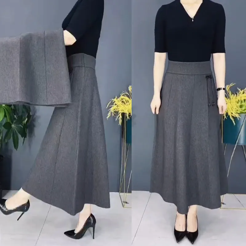 Womens Elastic High Waisted Thick Long Skirt