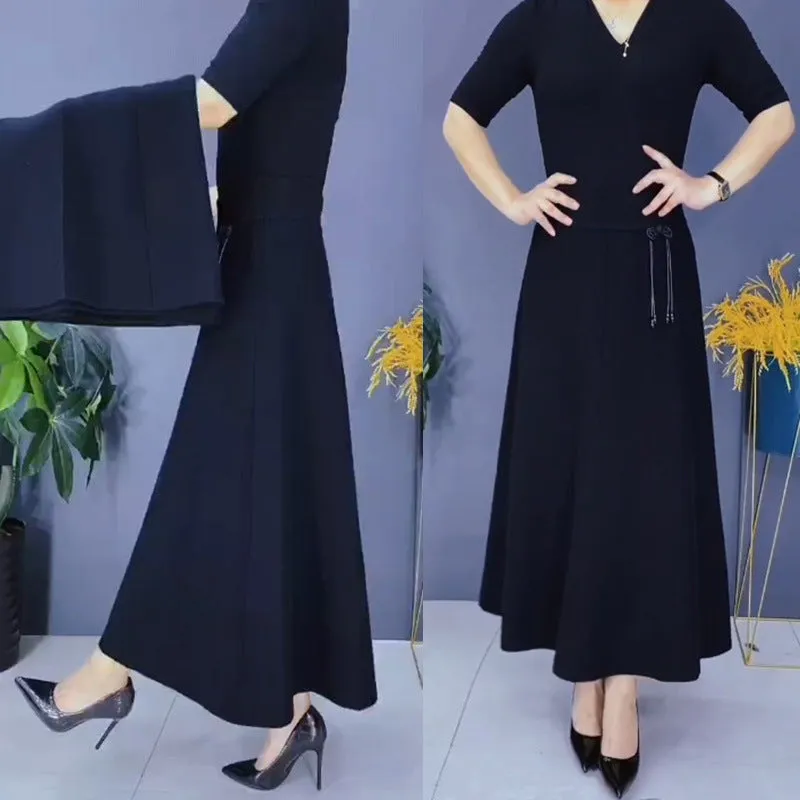 Womens Elastic High Waisted Thick Long Skirt